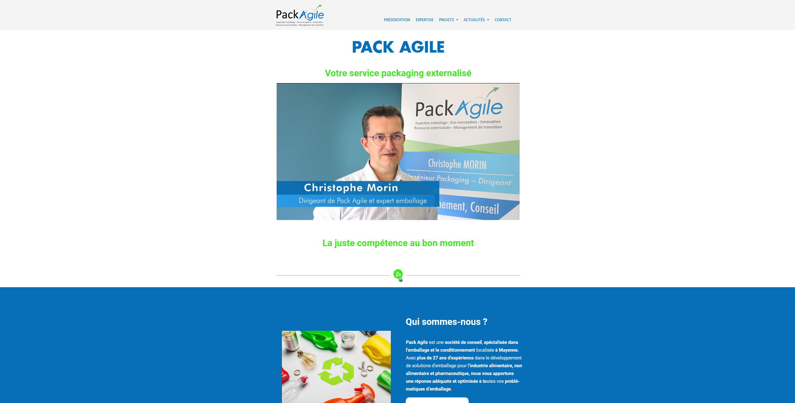 Page d'accueil du site web de Pack Agile en 2024