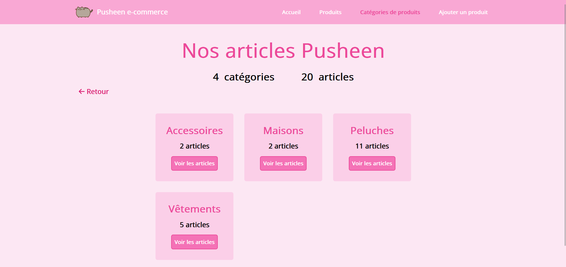 Pages catégories de produits